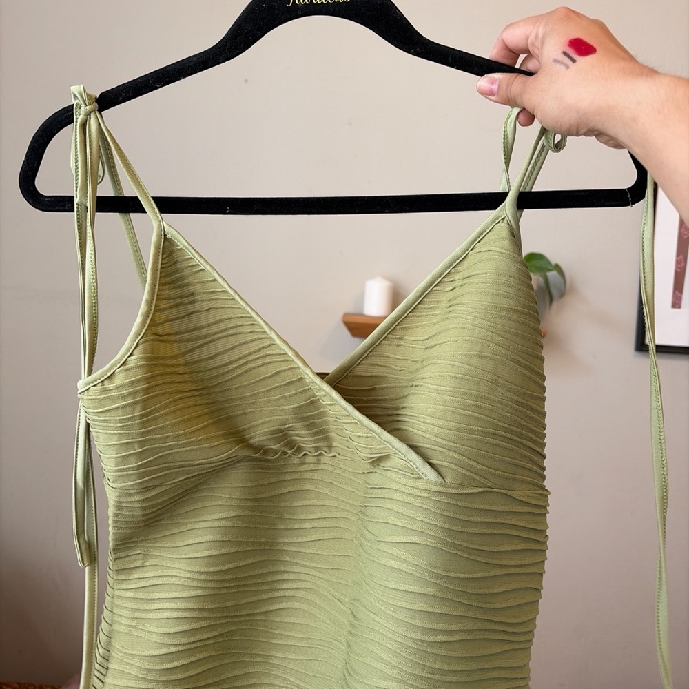 SHEIN Olive Textured Midi Dress